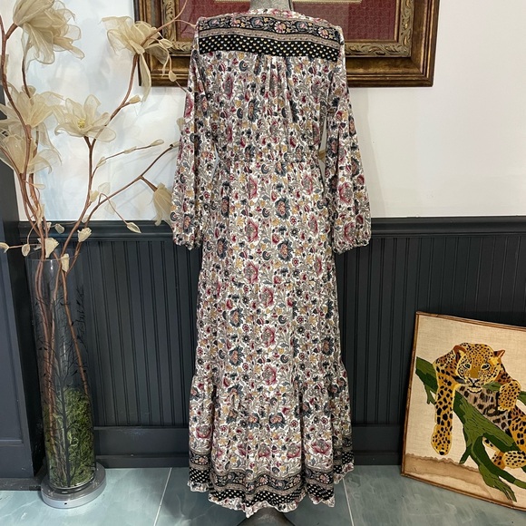 Anthropologie Boemo Maxi Ruffle Tiered Long Sleeve Dress - Sz LP 🧡🎀 - Picture 7 of 14